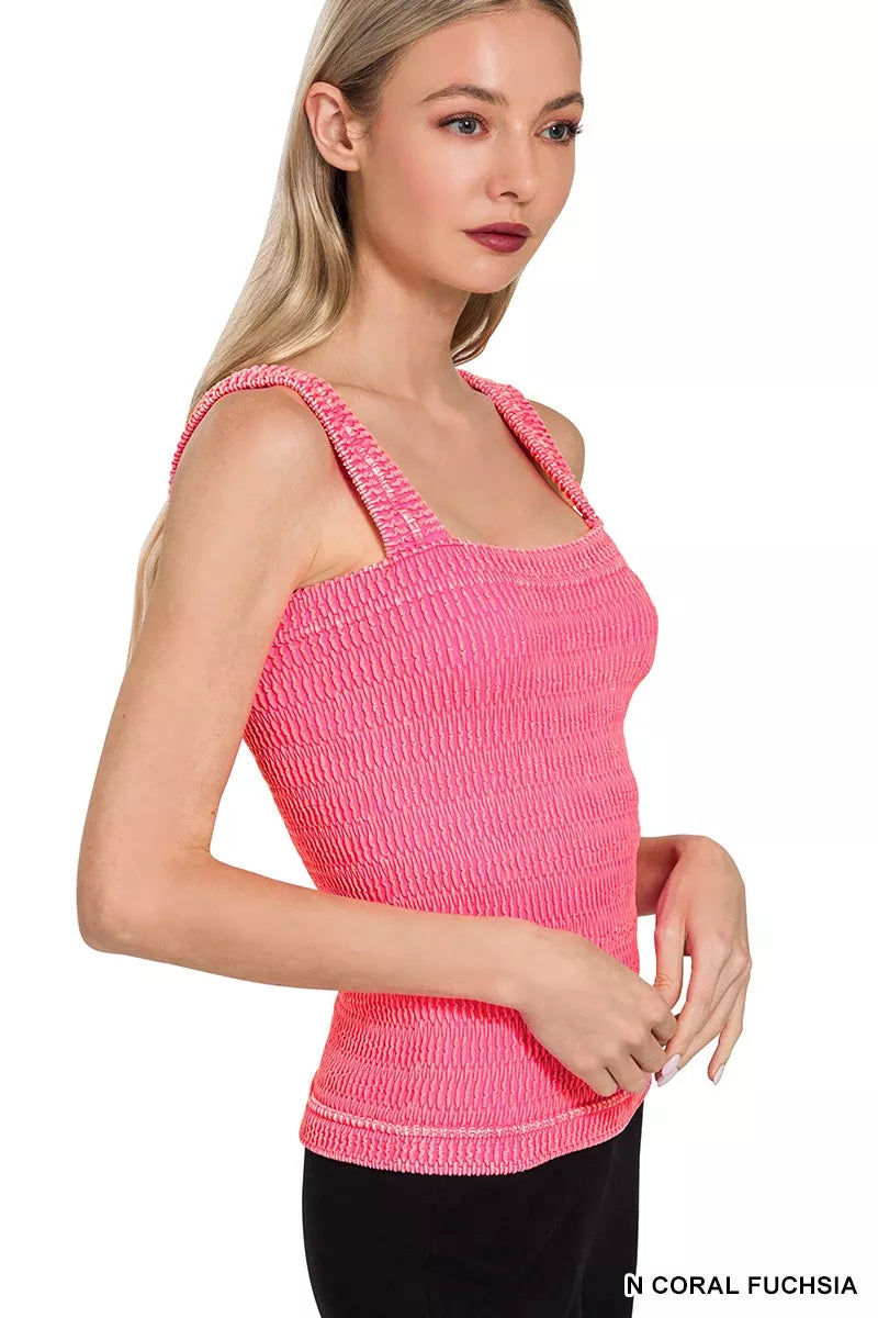 Hazel Blues® | Zenana Seamless Winkle Stone Washed Tank Top