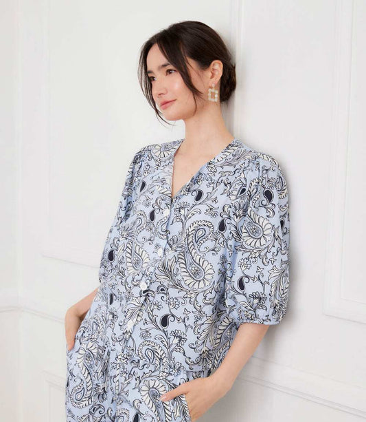 Puff Sleeve Button Front Top