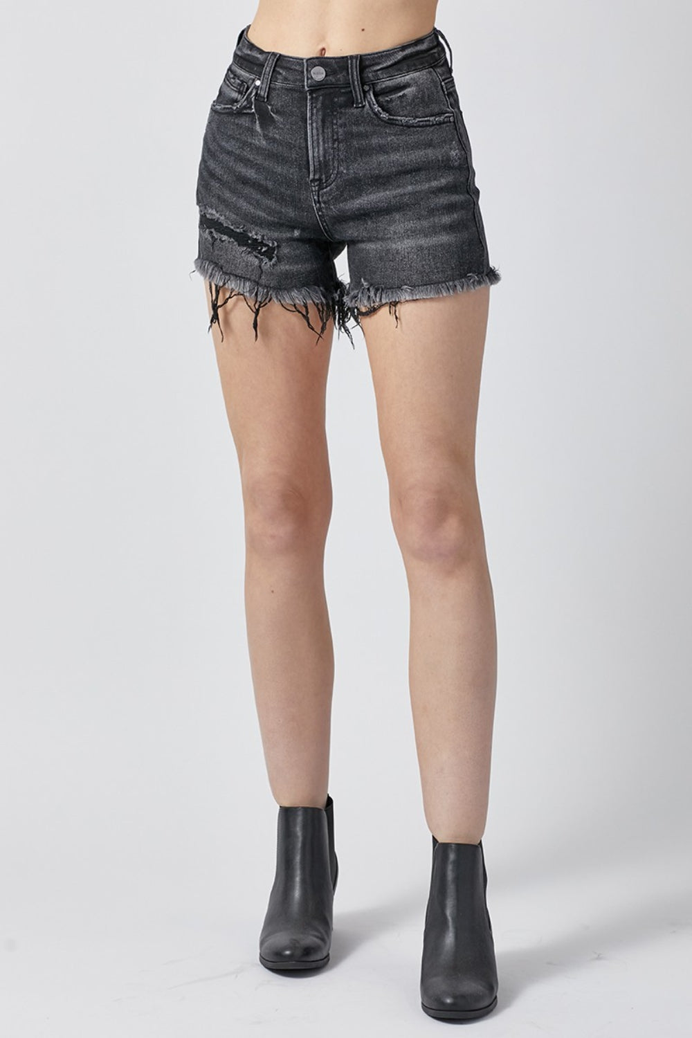 Hazel Blues® | RISEN Raw Hem Denim Shorts with Pockets