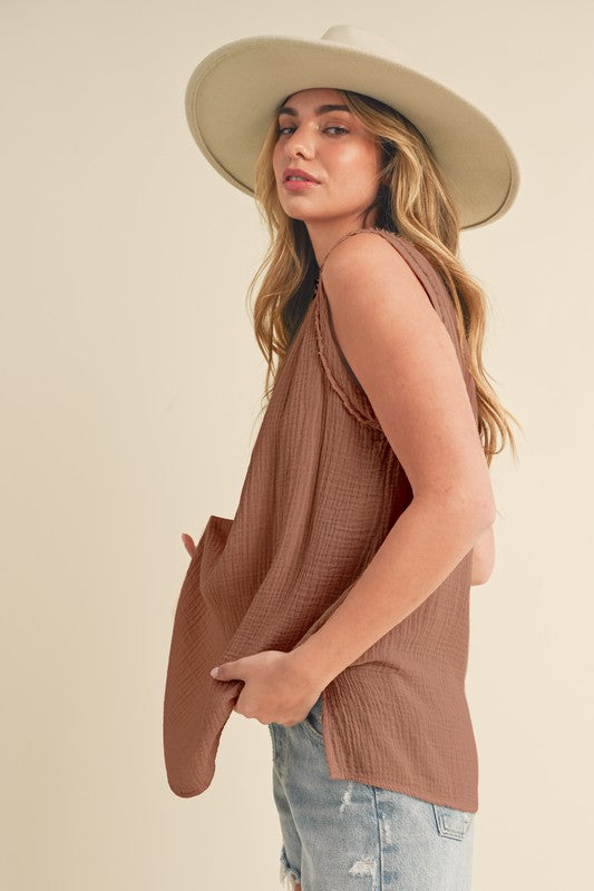 Hazel Blues® | Aemi + Co V-Neck Wide Strap Tank