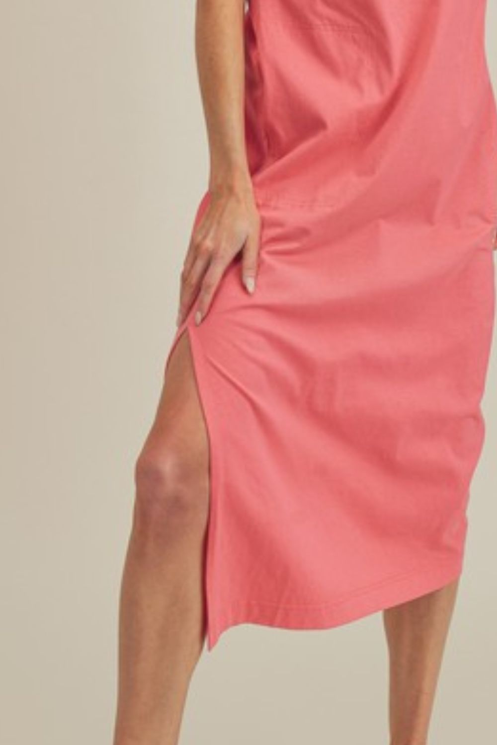 Hazel Blues® | Aemi + Co Side Slit Round Neck Sleeveless Midi Dress