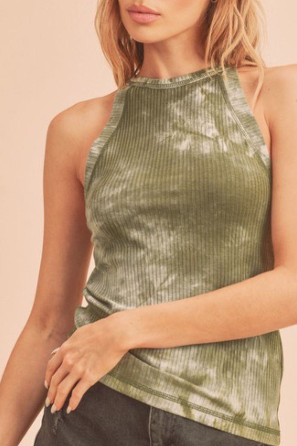 Hazel Blues® | Aemi + Co Ribbed Tie-Dye Round Neck Tank