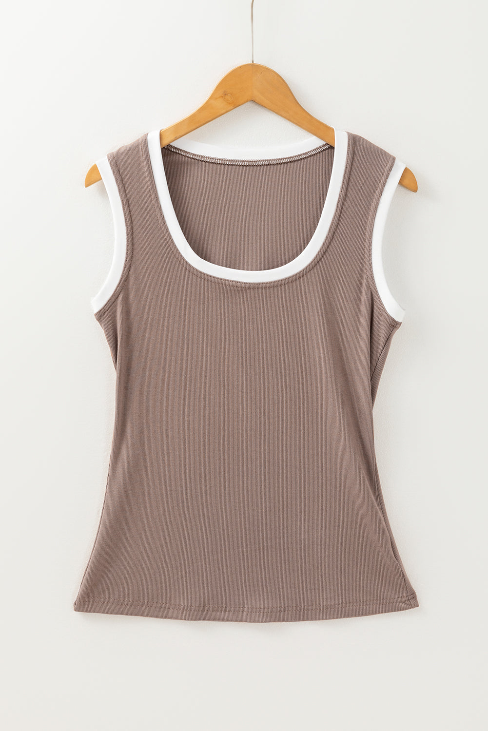 Hazel Blues® | Contrast Edge Scoop Neck Wide Strap Knit Tank