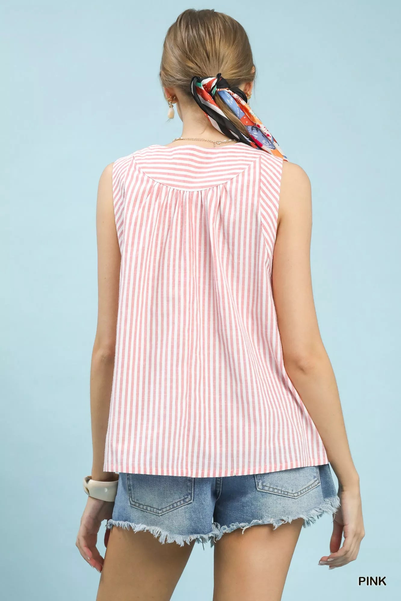 Hazel Blues® | Umgee Mixed Stripe Sleeveless V-Neck Top