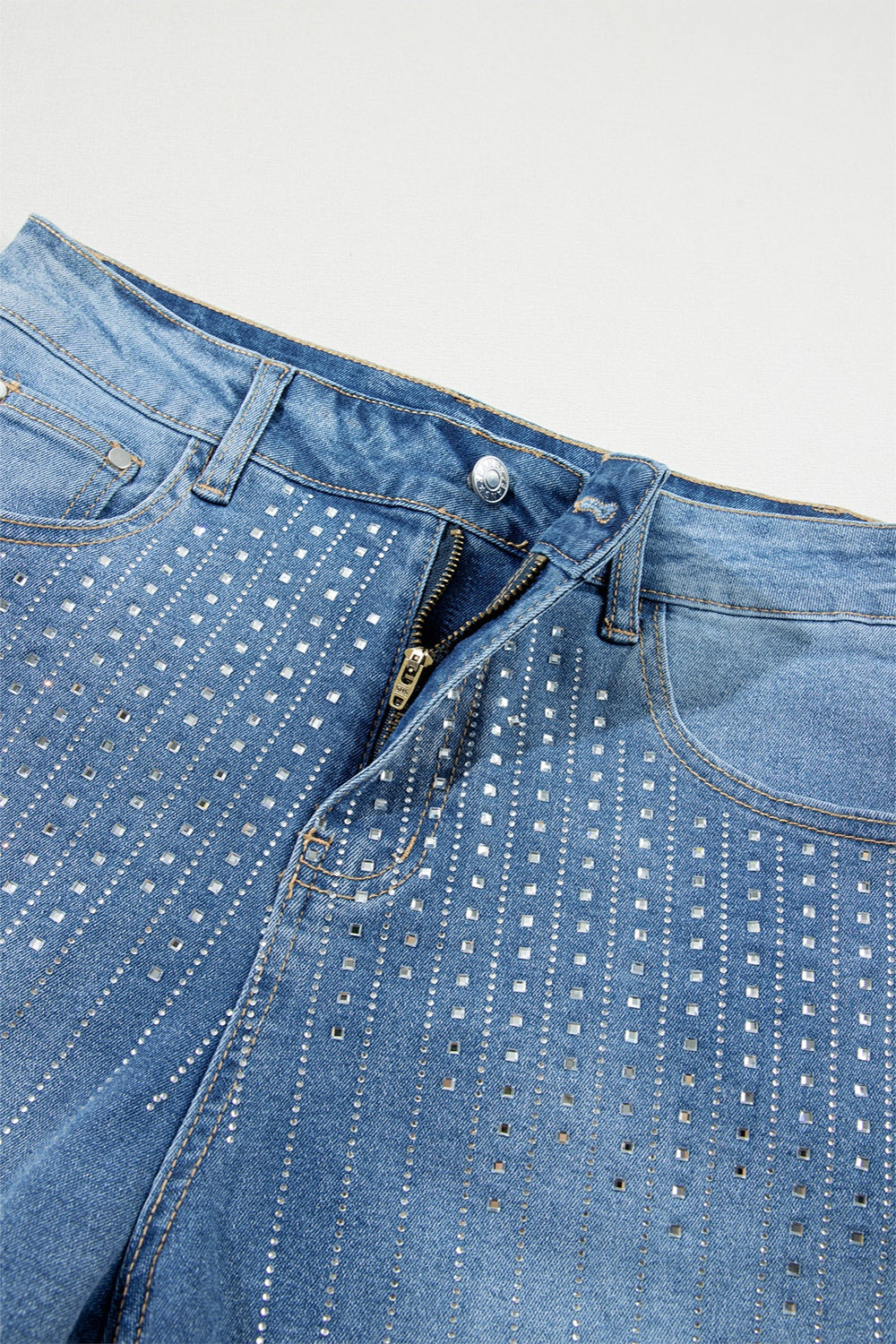 Hazel Blues® | Rhinestone High Waist Denim Shorts