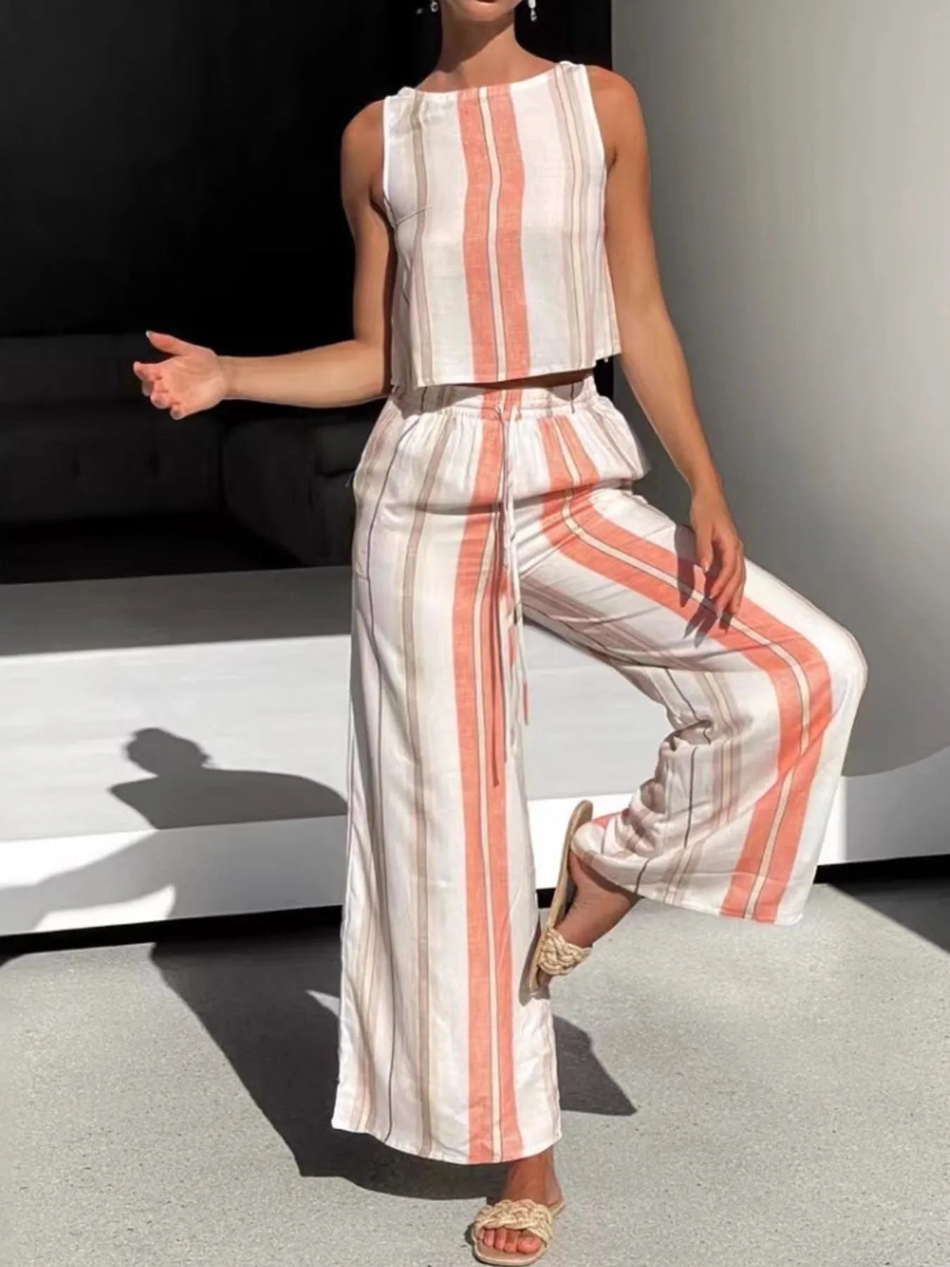 Hazel Blues® | Printed Tank and Wide Leg Pants Set