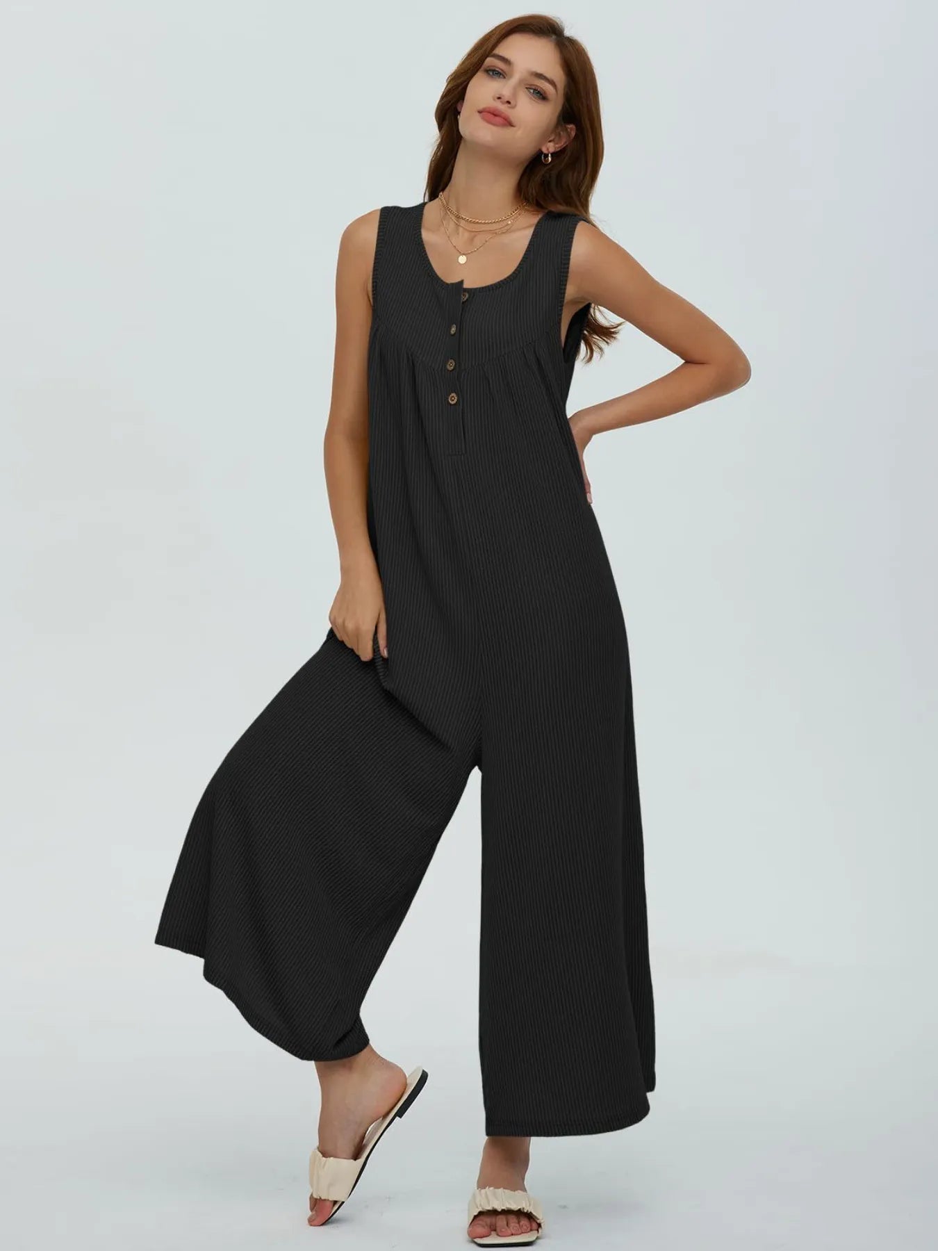 Hazel Blues® | Sleeveless Wide Leg Jumpsuit