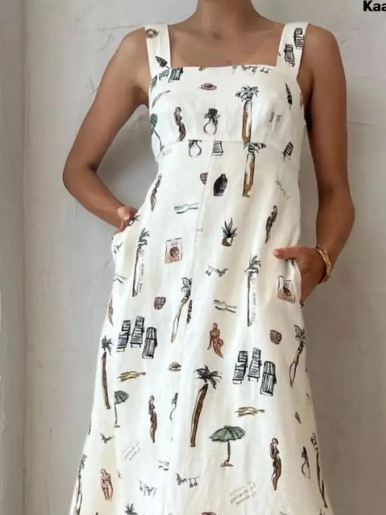 Hazel Blues® | Printed Sleeveless Maxi Dress with Pockets