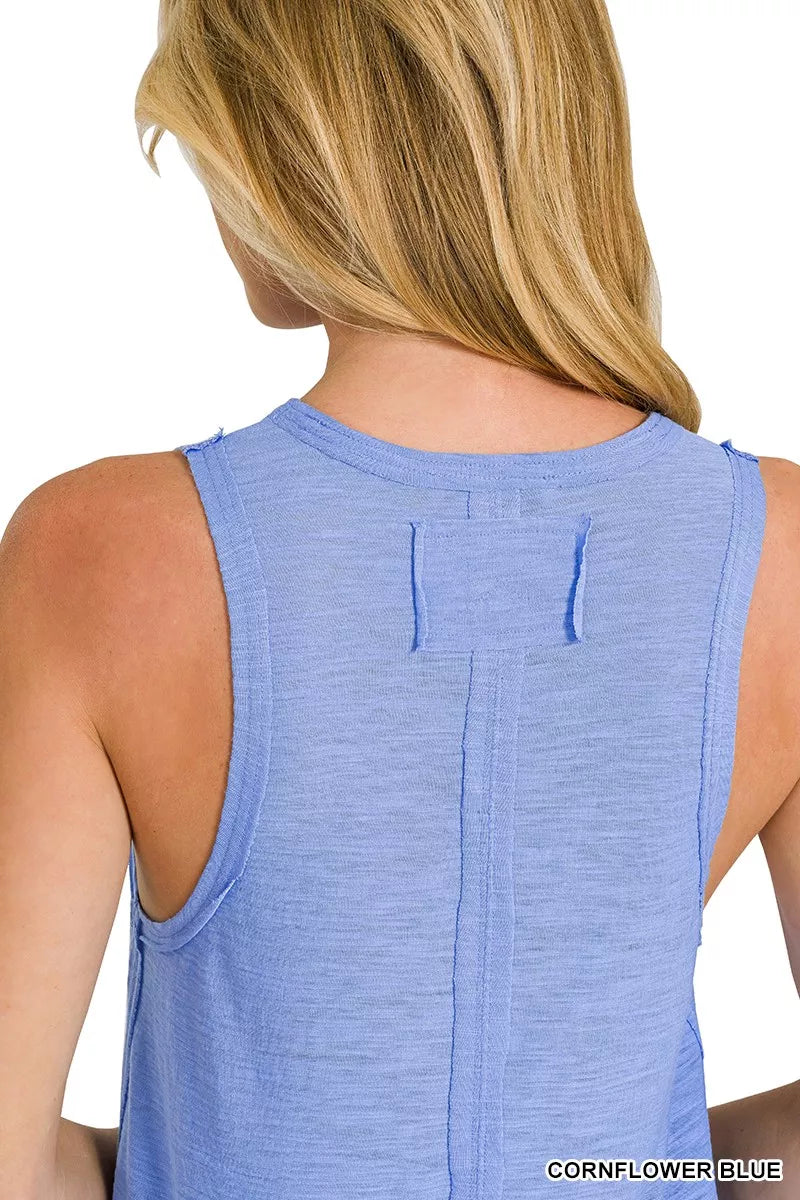 Hazel Blues® | Zenana Curved Hem Slub Tunic Tank