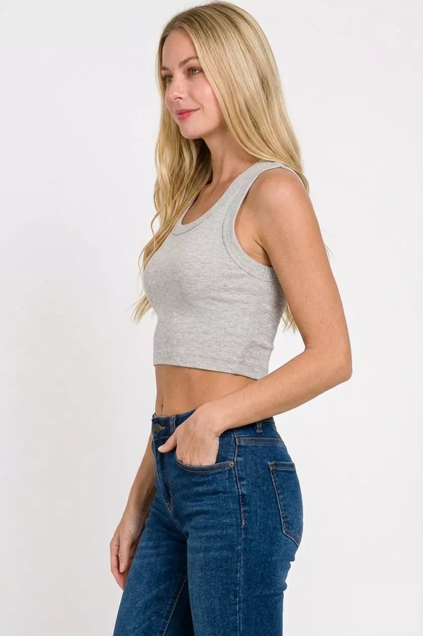 Hazel Blues® | Zenana Ribbed Scoop Neck Cropped Tank Top