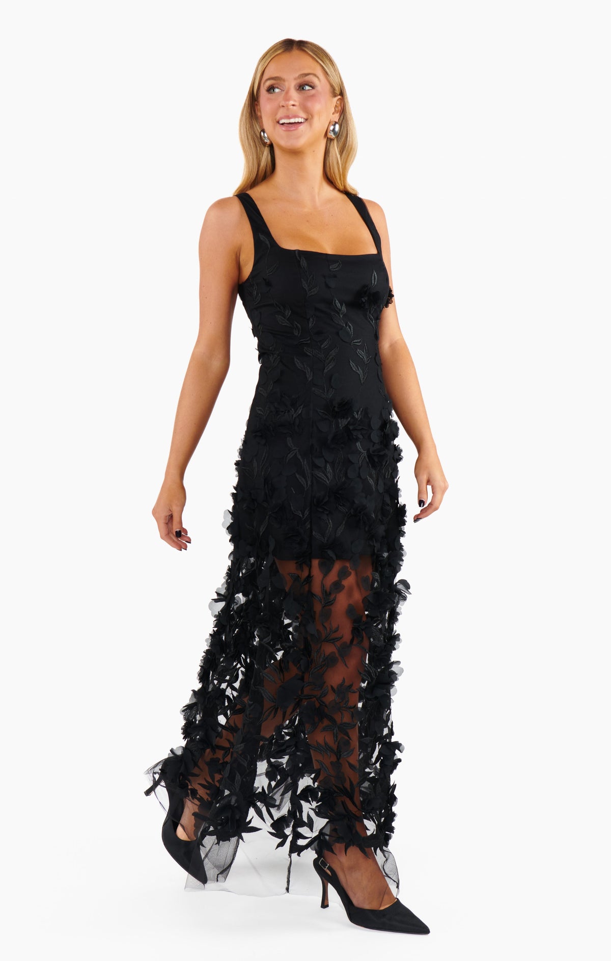 Stephanie Dress ~ Black 3D Floral
