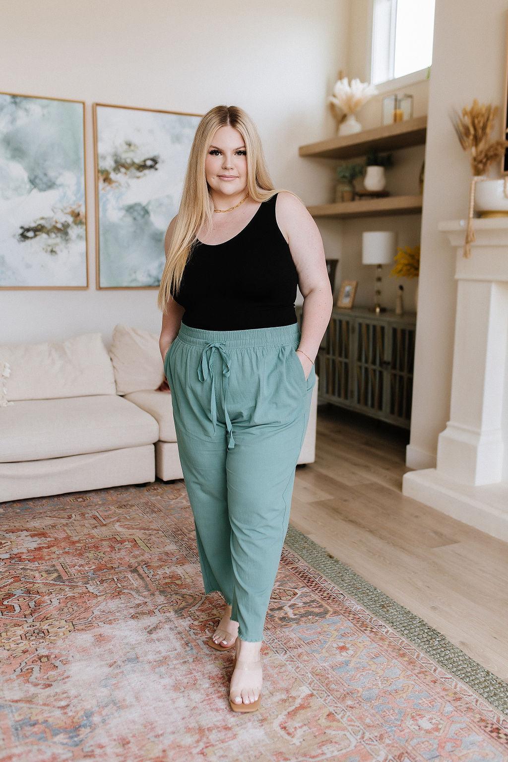 Hazel Blues® | Love Me Dearly High Waisted Pants in Jade
