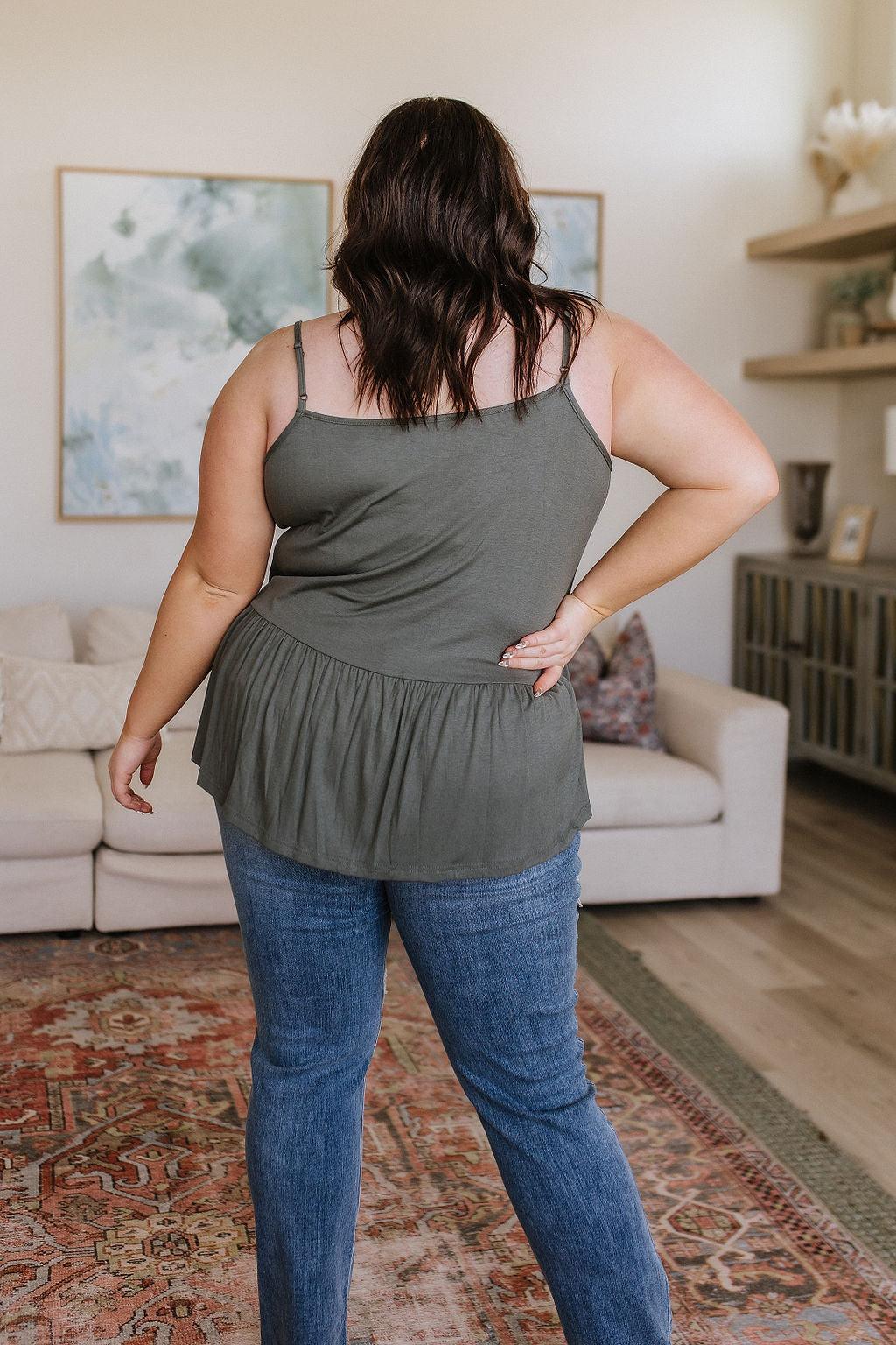 Hazel Blues® | Never Not Loving V-Neck Cami in Gray Green
