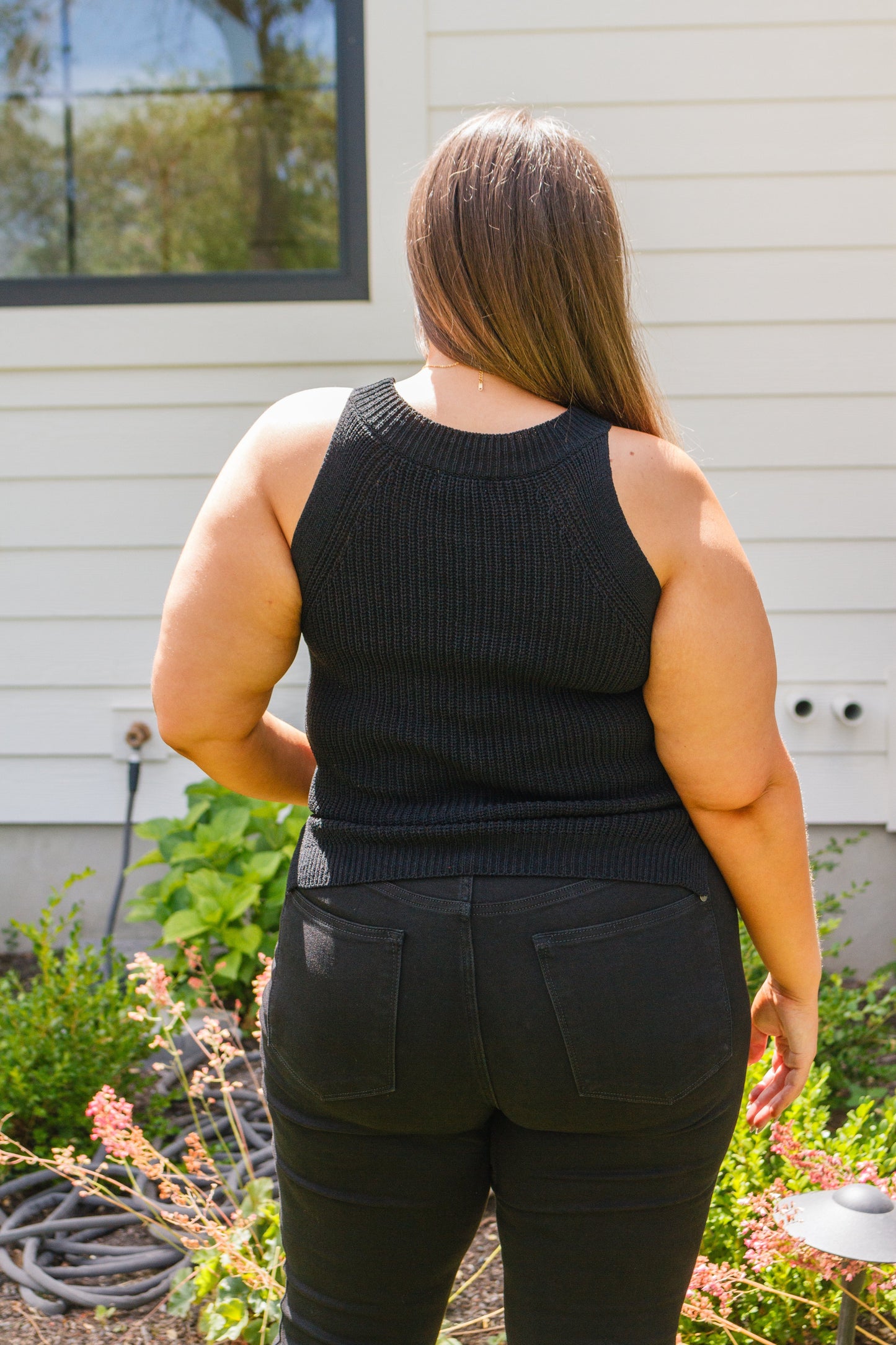 Hazel Blues® | Previous Engagement Halter Neck Sweater Tank in Black