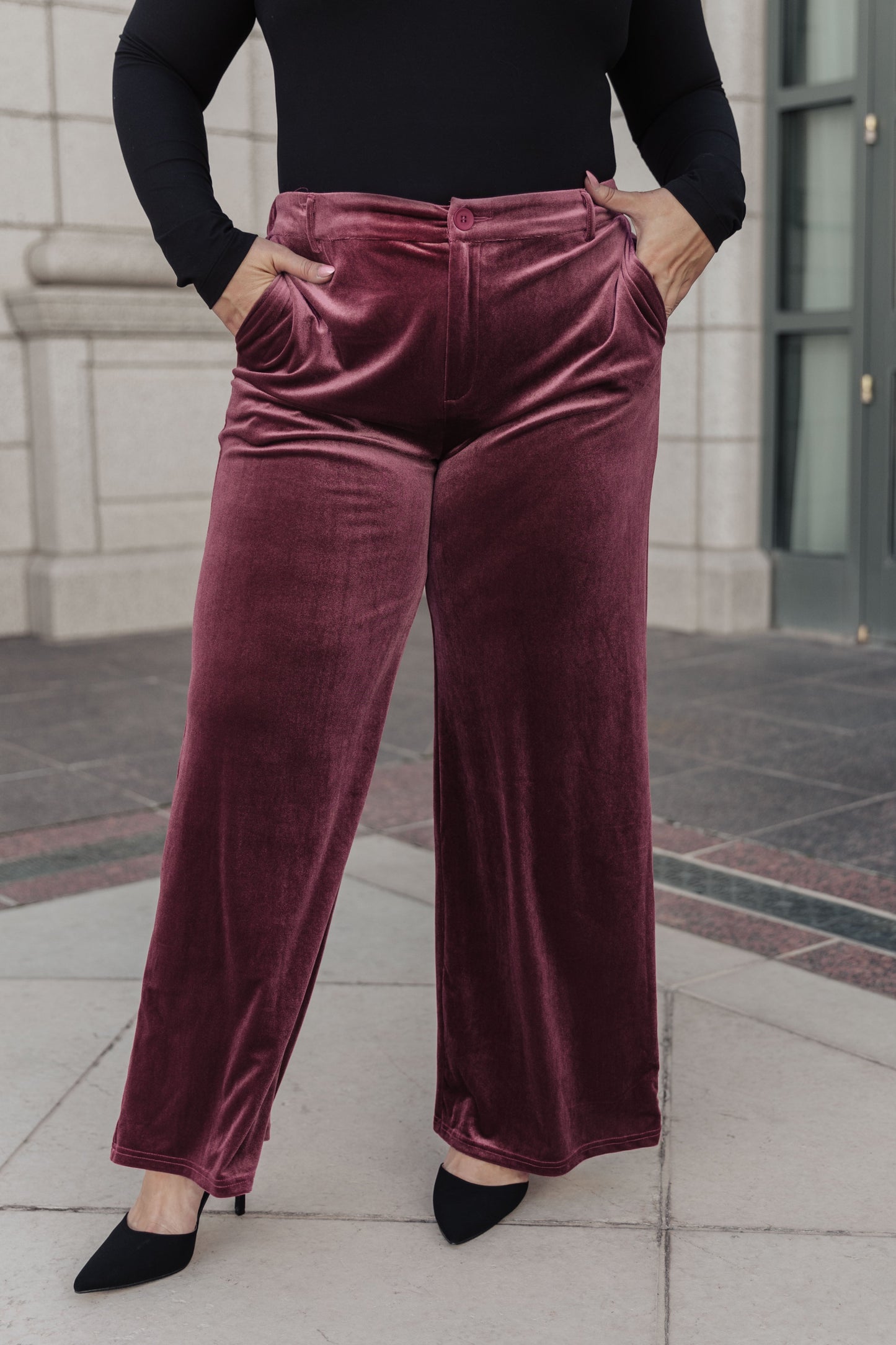 Hazel Blues® | High Society Velvet Wide Leg Trousers