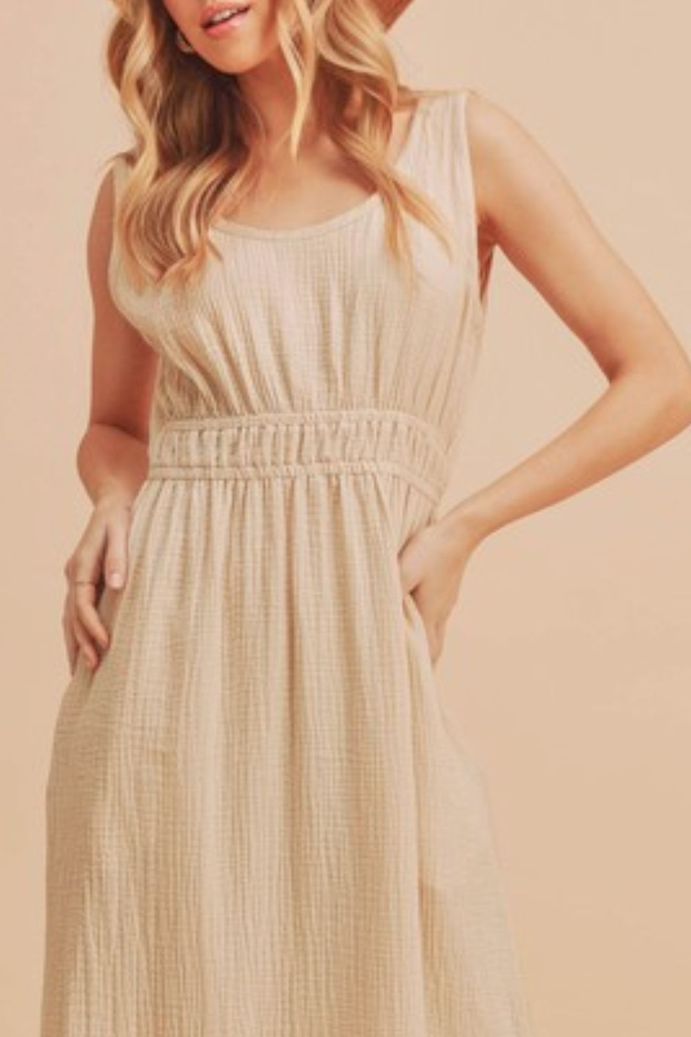 Hazel Blues® | Aemi + Co Side Slit Round Neck Sleeveless Tank Dress