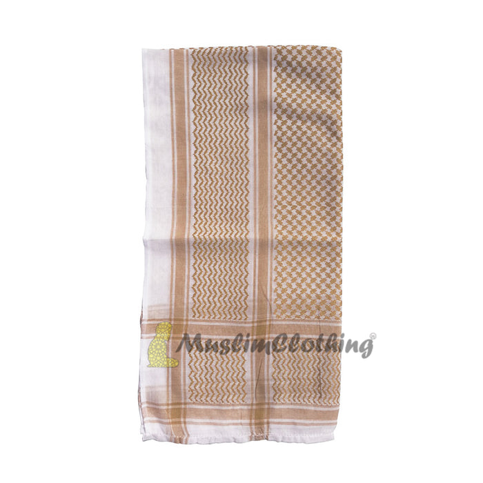 Brown and White Keffiyeh Men's Arafat Scarf Shawl Turban Sorban