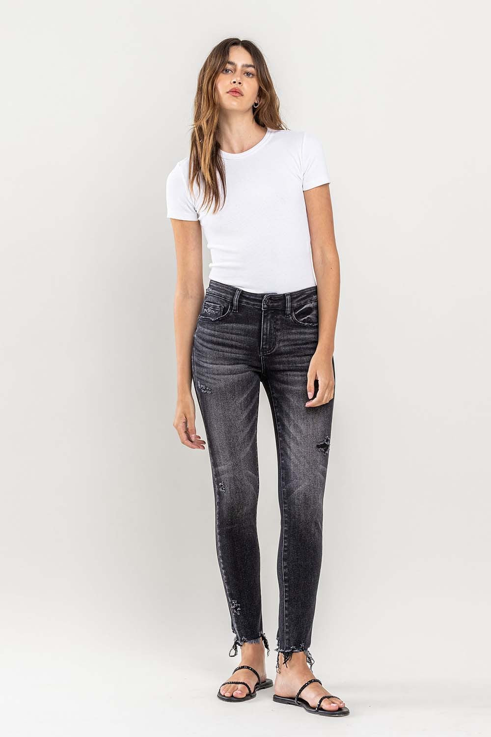 Hazel Blues® | Lovervet Raw Hem Cropped Skinny Jeans