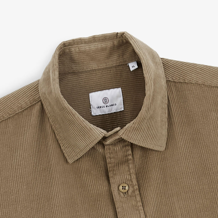 Chemise Charles en velours à manches longues blanc crème