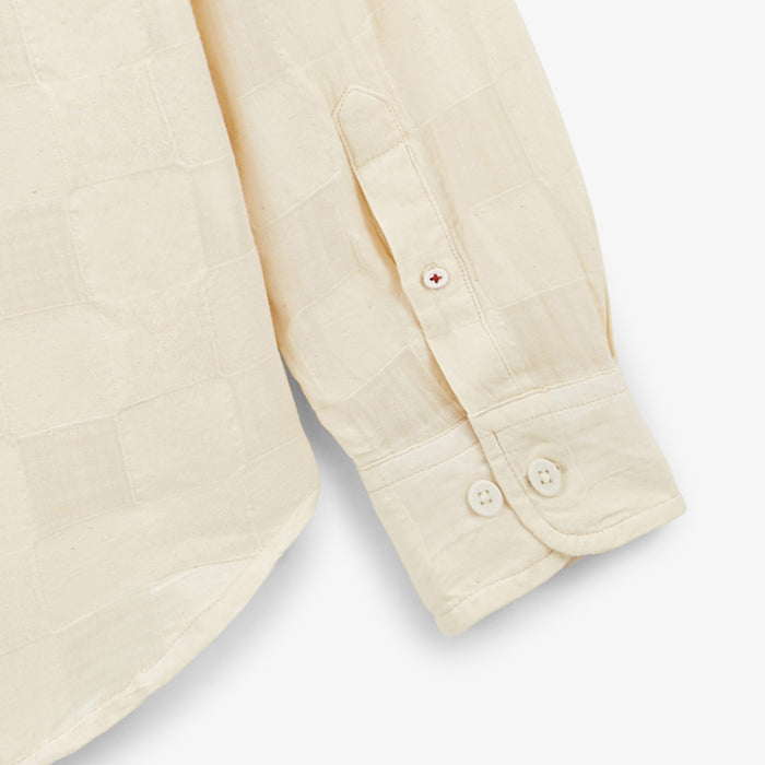 Chemise manches longues à carreaux Jacquard blanc ivoire Charles Homme SERGE BLANCO