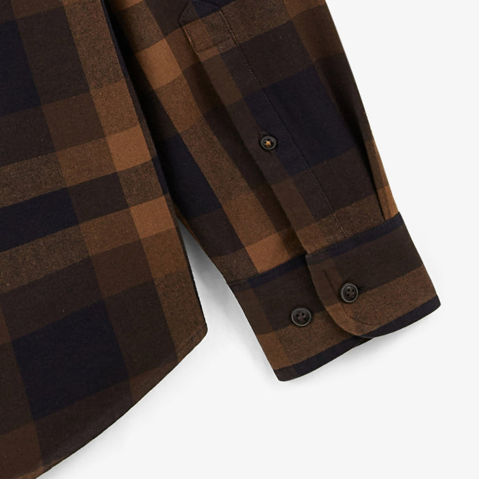 Chemise manches longues en coton twill à carreaux marron Charles Homme SERGE BLANCO