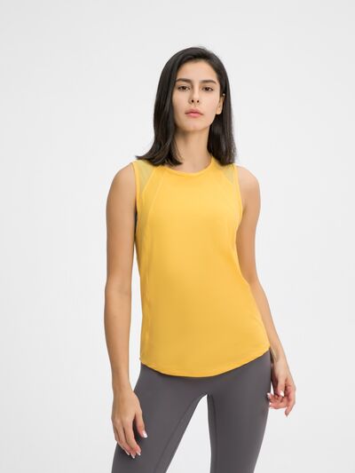 Hazel Blues® | Millennia Cutout Back Round Neck Active Tank