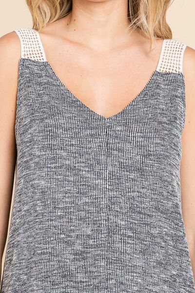 Hazel Blues® | Culture Code Contrast Eyelet Strap Slit Ribbed Tank