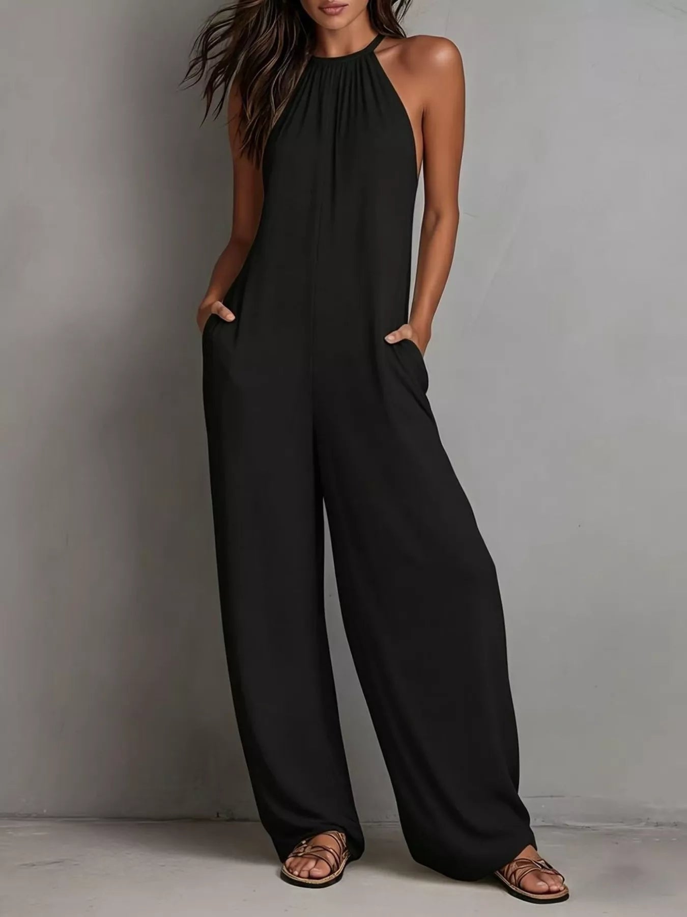 Hazel Blues® | Sleeveless Wide Leg Jumpsuit