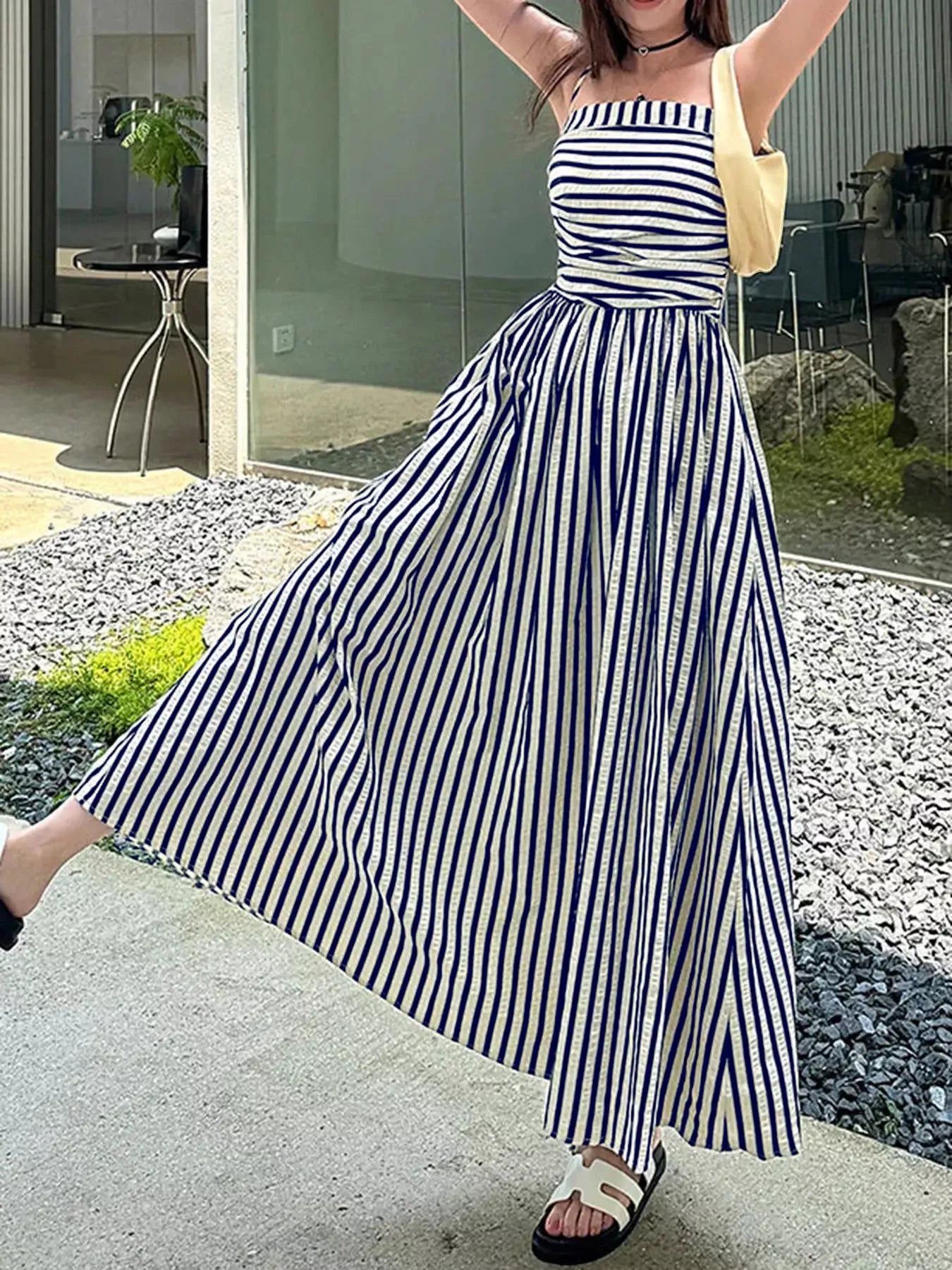 Hazel Blues® | Striped Sleeveless Maxi Dress