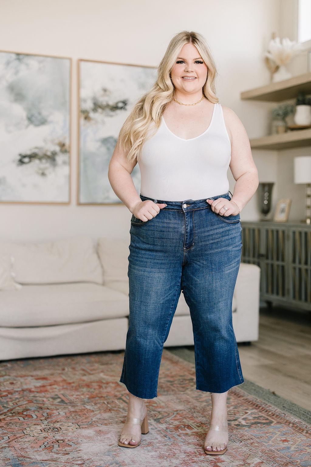 Hazel Blues® | Hayes High Rise Wide Leg Crop Jeans