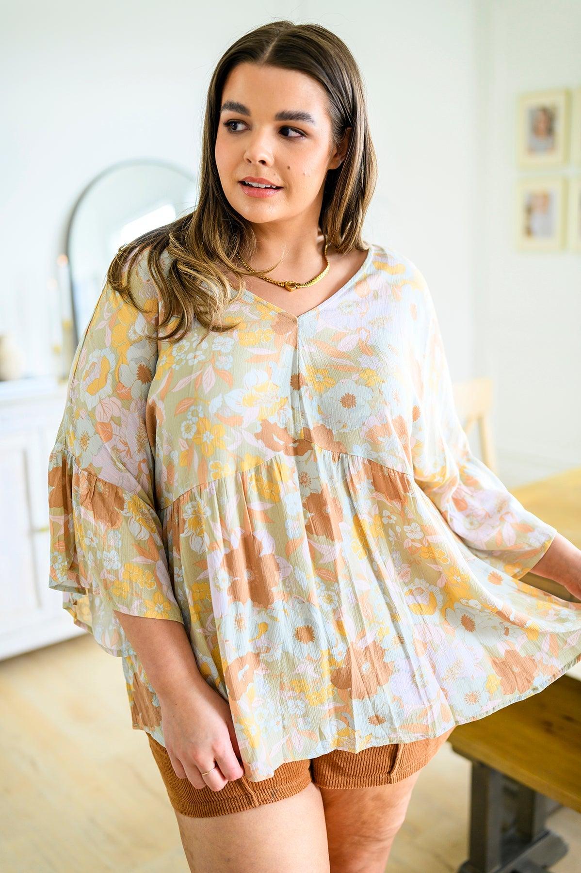 Hazel Blues® | Singled Out Floral Blouse in Green