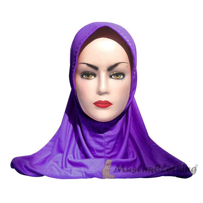 Instant Pull-On Easy Hijab Jilbab In Light Purple - Padded Visser Shoulder-Length Easy Muslimah Khimar
