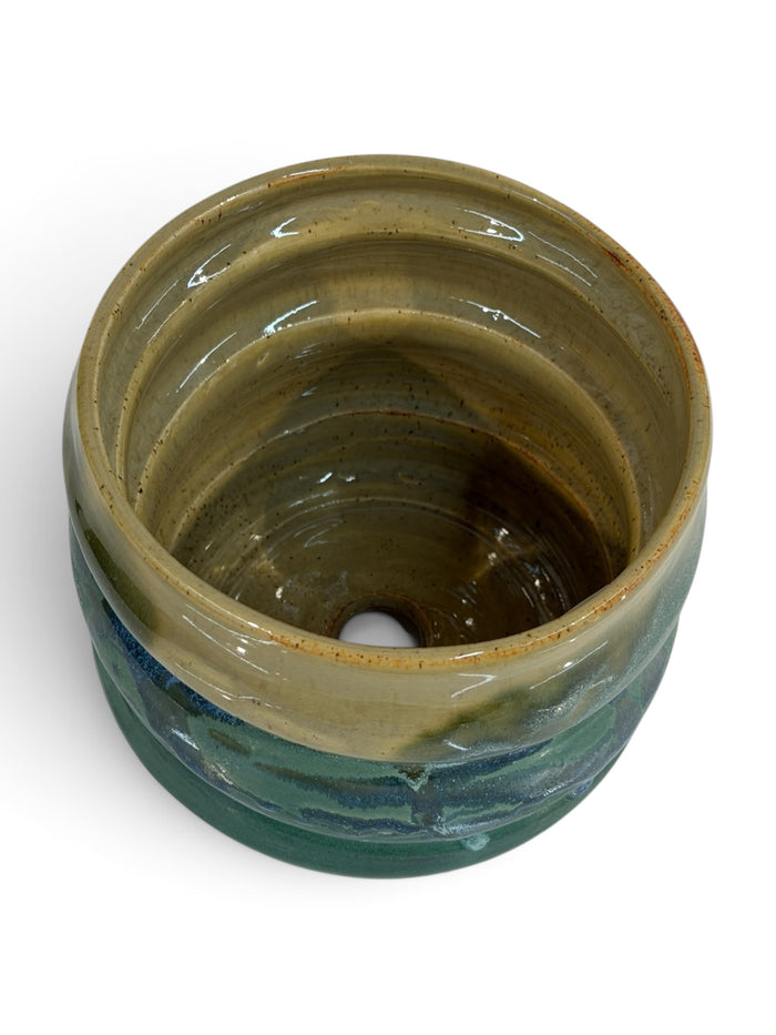 Planter - swirl, weathered bronze and eggshell