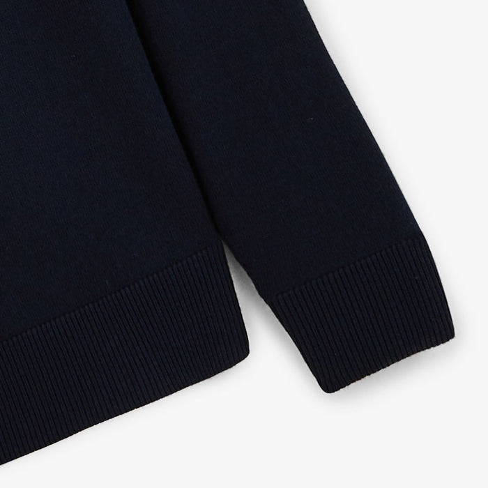 Pull avec col montant en coton et laine bleu dark navy Mica serge blanco