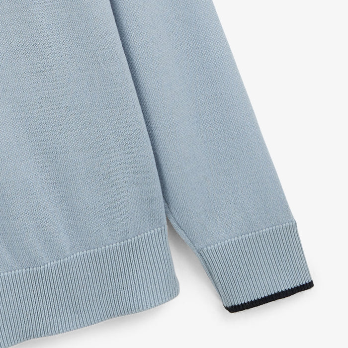 Pull avec col rond avec bande au poignet bleu glacier homme SERGE BLANCO