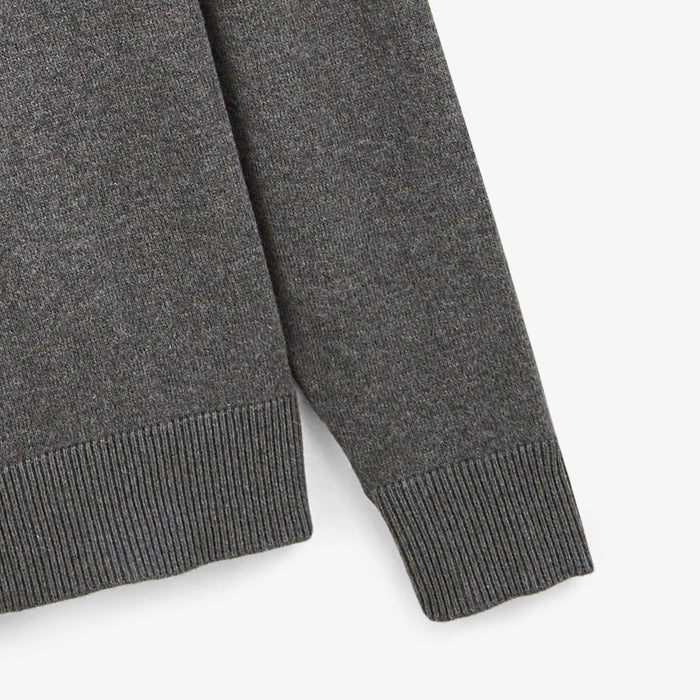 Pull col rond uni majorité coton gris SERGE BLANCO