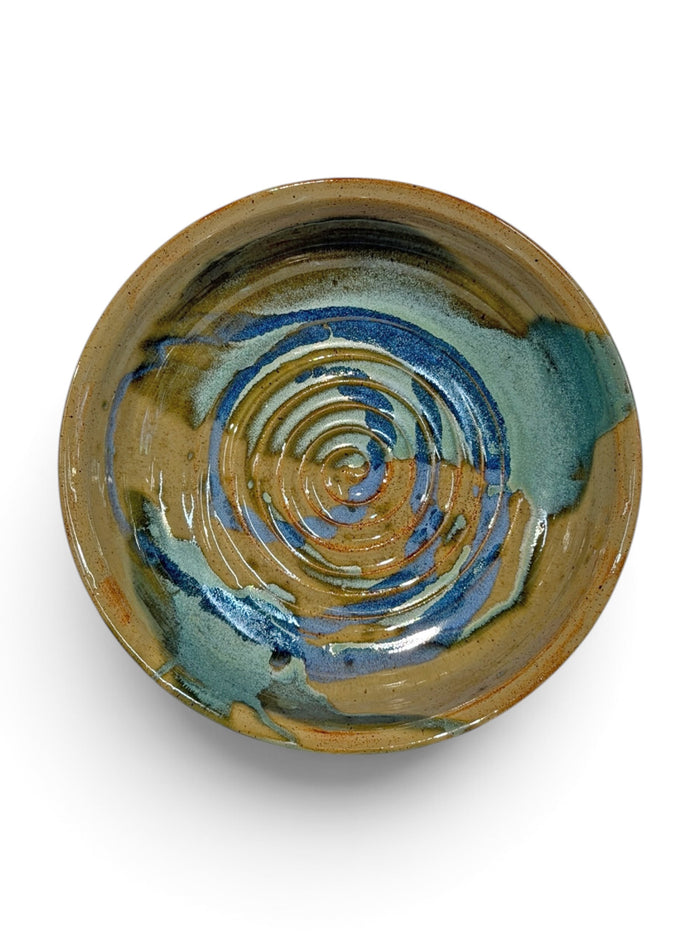 Serving Bowl XL swirl - eggshell, blue & weathered bronze 1