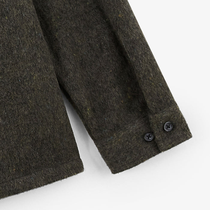 surchemise manches longues en tissu twill écru avec zip marron Clovis Homme SERGE BLANCO