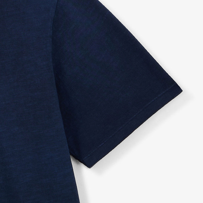 T-shirt col rond en jersey de coton slub pigment dye bleu marine HOMME SERGE BLANCO