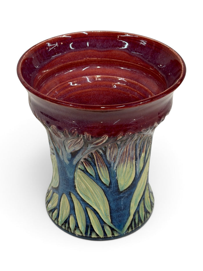 Vase - sgraffito trees, multicolor 2