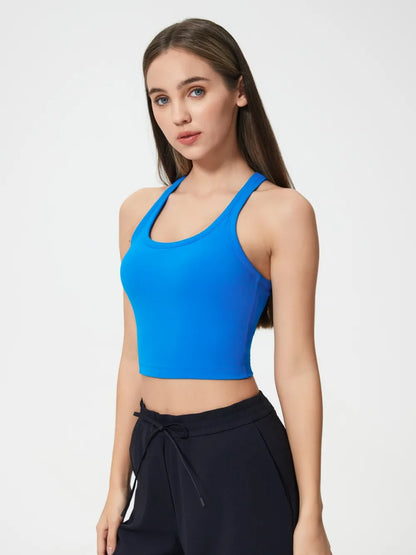 Hazel Blues® |  Millennia Scoop Neck Active Tank with Detachable Chest Pads