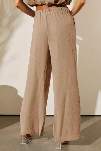 Hazel Blues® |  Solid Color Keyhole Puffy Tank Drawstring Loose Pants 2pcs Outfit