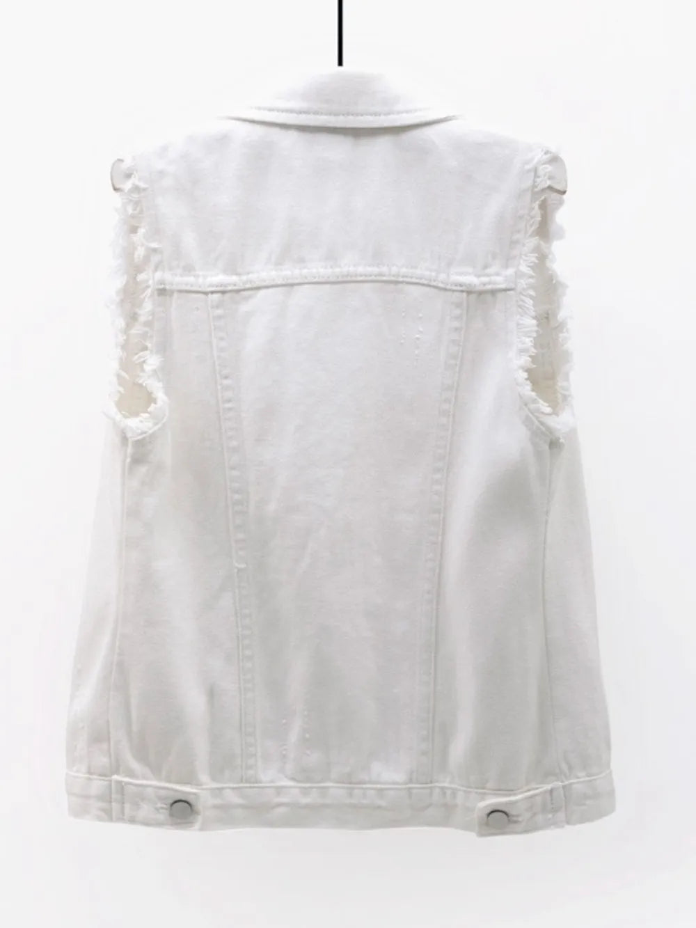 Hazel Blues® | Button Down Raw Hem Sleeveless Denim Jacket