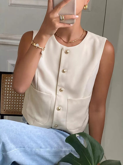 Hazel Blues® |  Button-Down Sleeveless Vest