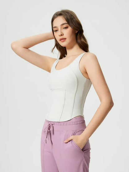 Hazel Blues® |  Millennia Round Neck Wide Strap Active Tank with Detachable Chest Pads