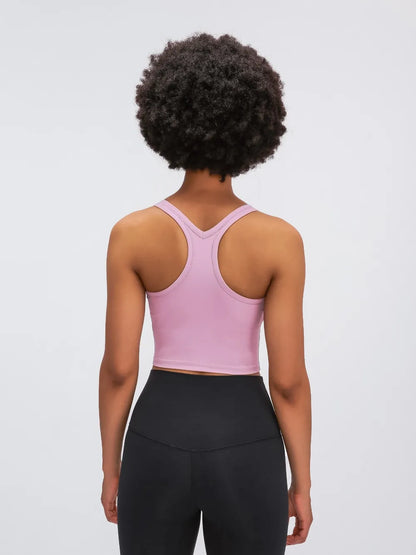 Hazel Blues® |  Millennia Scoop Neck Active Tank with Detachable Chest Pads