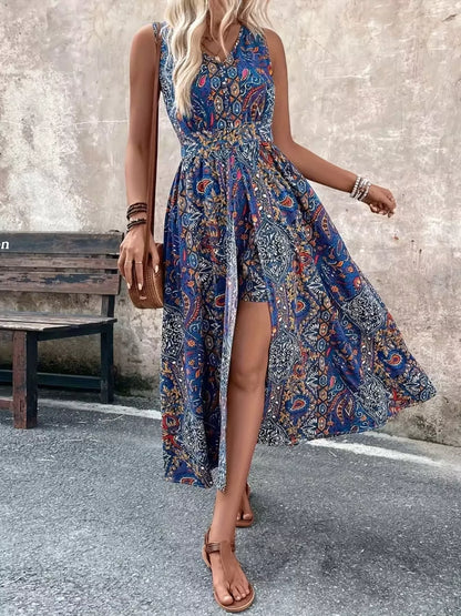 Hazel Blues® |  Paisley Print Sleeveless Romper