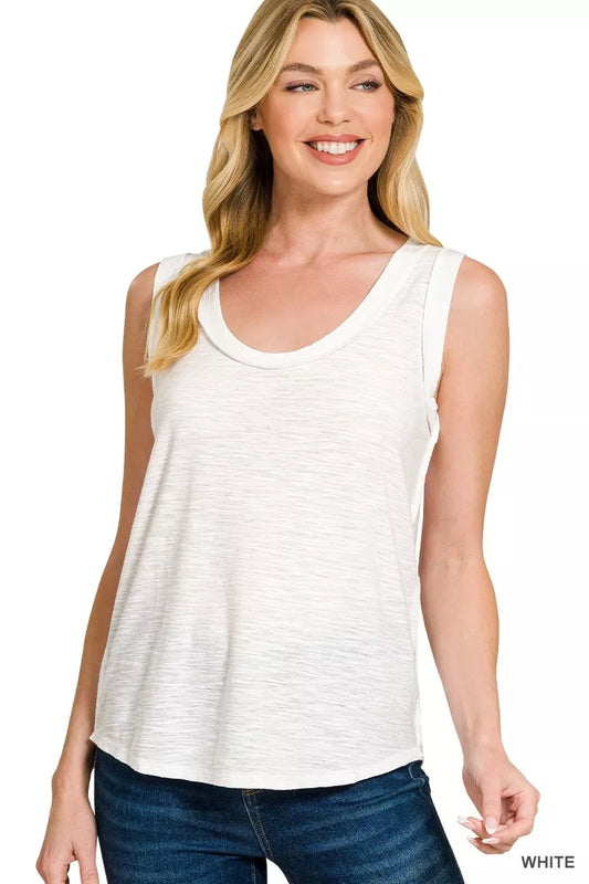 Hazel Blues® |  Zenana Slub Raw Edge Detail Tank Top