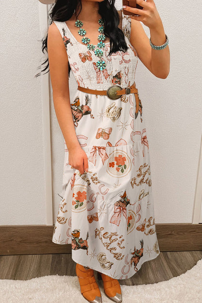 Hazel Blues® |  Cowgirl Charm Midi Dress | Western Horseshoe Midi Dress