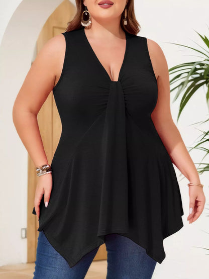 Hazel Blues® | V-Neck Ruched Flowy Tank